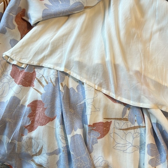 L*Space Kellen Dress Tie Front Blue Floral Beach Summer Resort Small Cutout - Picture 12 of 13